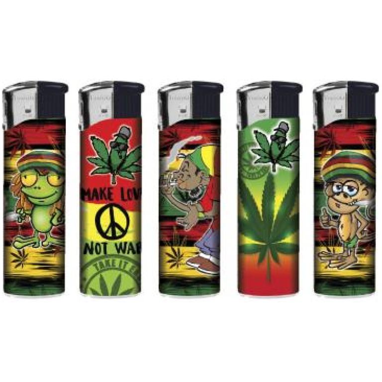 TOBALIQ RASTA PUFF LIGHTERS 50PCS