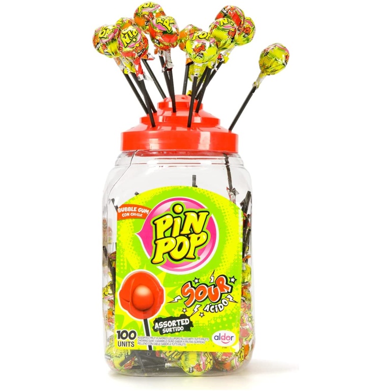 PIN-POP SOUR ASSORTED LOLIPOPS 17G*100PCS