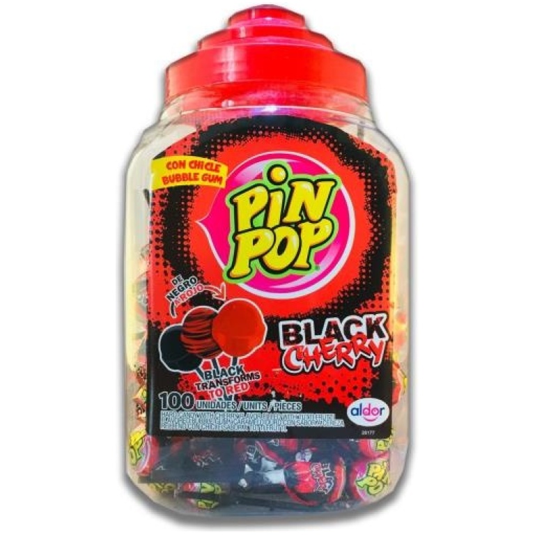 PIN POP BLACK CHERRY LOLIPOPS 17G*100PCS