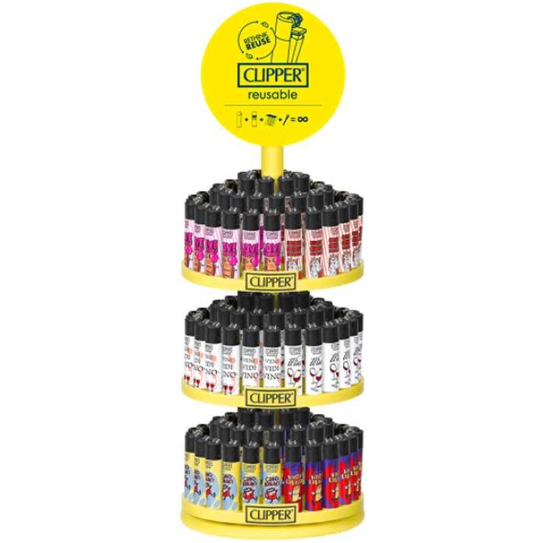 CLIPPER MAINSTREAM LIGHTERS 144PCS STAND
